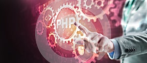 PHP. Web development concept. A general purpose interpreted scripting language