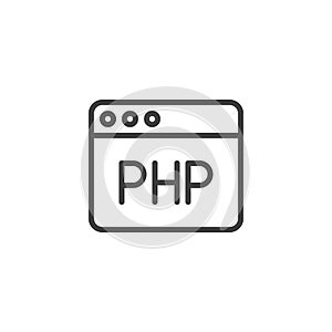 PHP web programming language line icon