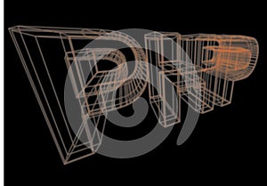 PHP wireframed 3D perspective write - Vector