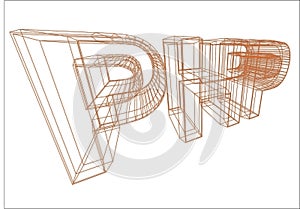 PHP wireframed 3D perspective write - Vector