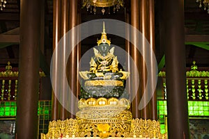 Phra Kaew Morakot or Emerald Buddha statue at Wat Phra Kaew temple in Chiangrai city of Chiang Rai, Thailand