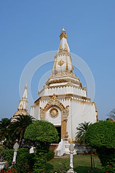 Phra Maha Chedi Chai Mongkol, Beautiful pagoda in northeastern Thailand with blue sky background