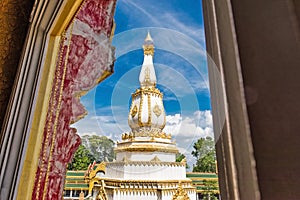 The Phra Maha Chedi Chai Mongkol or The Great, pagoda is enshrining the relic of the Lord Buddha in Roi Et province