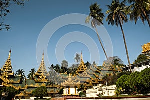Phra Maha Chedi Pagoda Located in the Chiang Kut hill area Yangon City, Myanmar photo