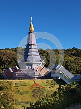 Phra Maha Dhatu Nabha Metaneedol,Pagoda at Doi Inthanon, Thailand.