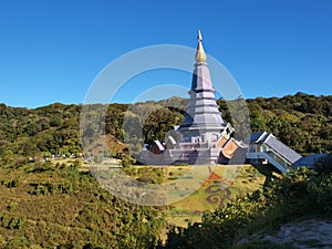 Phra Maha Dhatu Nabha Metaneedol,Pagoda at Doi Inthanon, Thailand.