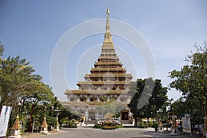 Phra Mahathat Kaen Nakhon pagoda in Wat Nong Waeng temple for thai people and travelers visit and pray at Khon kaen, Thailand