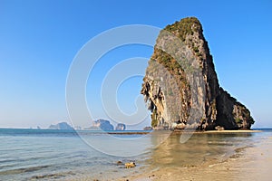 Phra Nang Beach and limestone cliffs in Krabi. Railay, Andaman Sea, Thailand