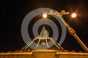 Phra Pathom Chedi Festival,Nakhon Pathom,Thailand on November20,2018:Light up Phra Pathom Chedi.The beautiful Lanka-style bell-sha