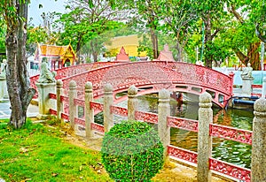 The Phra Phot Bridge, Memorial park of Wat Benchamabophit Dusitvanaram Marble Temple, Bangkok, Thailand