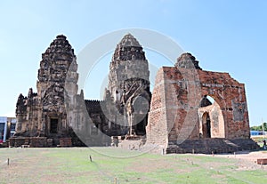 Phra prang Sam Yot three holy prangs in Lopburi province, Thailand.