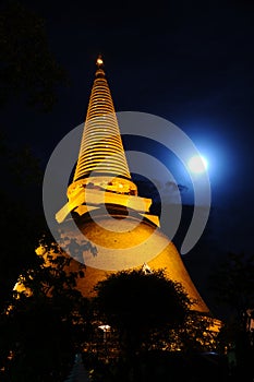 PHRA PRATHOM JEDI at night,Thailand photo