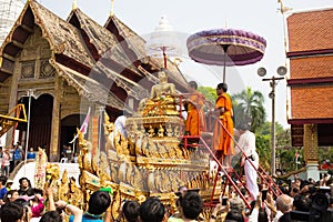 Phra Singh temple in Songkran festival.