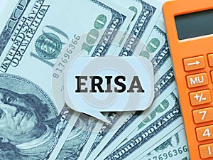 Phrase ERISA stand for employee retirement income security act written on bubble speech