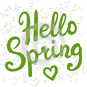 Phrase Hello Spring brush pen lettering