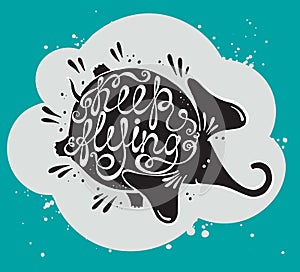 Phrase Keep flying with cute elephant.