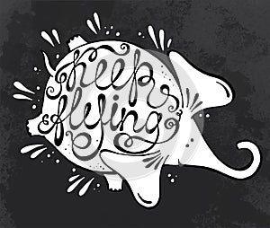 Phrase Keep flying with cute elephant.