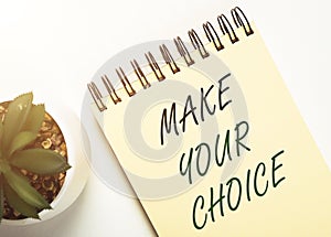 Phrase make your choice. Options and decisions concept