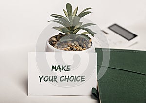 Phrase make your choice. Options and decisions concept