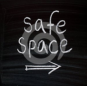 The phrase Safe Space on a blackboard photo