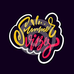 The phrase Summer Vibes is presented in a lettering style with colorful text against a dark background.