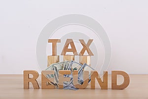 Phrase TAX REFUND and money