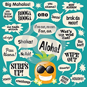 Phrases in comic bubbles (Hawaiian Pineapple) photo