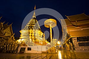 Phrathat Doi Suthep at night , Chiangmai landmark