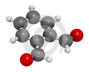 Phthalaldehyde ortho-phthalaldehyde, OPA disinfectant molecule. 3D rendering. Atoms are represented as spheres with. photo