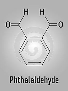 Phthalaldehyde or ortho-phthalaldehyde, OPA disinfectant molecule. Skeletal formula. photo