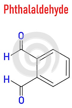 Phthalaldehyde or ortho-phthalaldehyde, OPA disinfectant molecule. Skeletal formula.