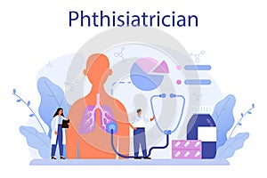 Phthisiatrician. Human pulmonary system. Idea of health and medical