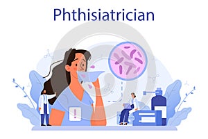 Phthisiatrician. Human pulmonary system. Idea of health and medical