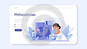 Phthisiatrician web banner or landing page. Human pulmonary system
