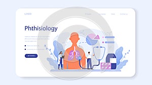 Phthisiatrician web banner or landing page. Human pulmonary system