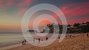 Phuket island sunset small beach panorama 4k time lapse thailand