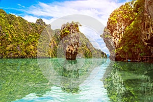 Phuket Thailand island reflected in the water