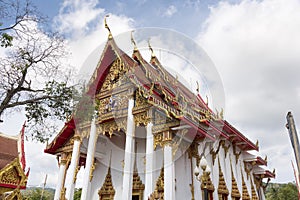 Phuket, Thailand -  04/19/2019:Wat Chalong Temple on sunny summer day at Phuket island, Thailand. It`s the biggest and oldest