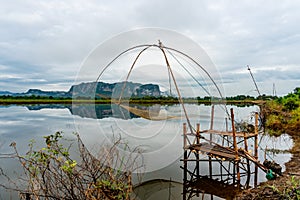 Phuphaman district mountain landscape with front lake reflection background