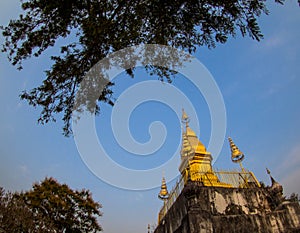 Phusi pagoda on the top of Phusi hill, Luangprabang, Laos