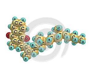 Phylloquinone molecule on white photo