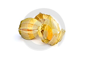 Physalis peruviana berries ground cherries, Cape gooseberry, poha berries isolated on a white background photo