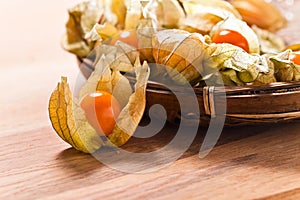 Physalis on a wooden table