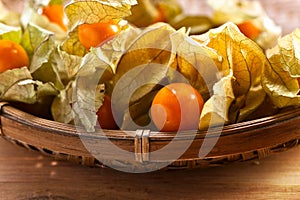 Physalis on a wooden table