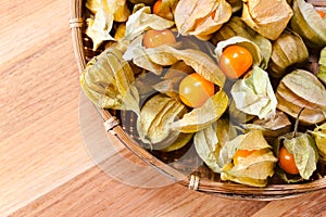 Physalis on a wooden table
