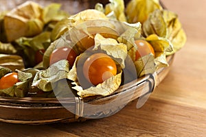 Physalis on a wooden table