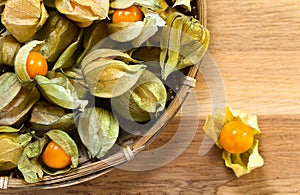 Physalis on a wooden table