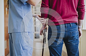 Physiatrist training a patient to walk again