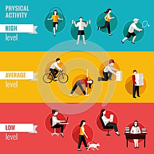 Physical activity horizontal banners photo
