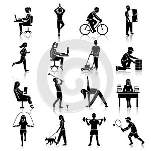 Physical activity icons black